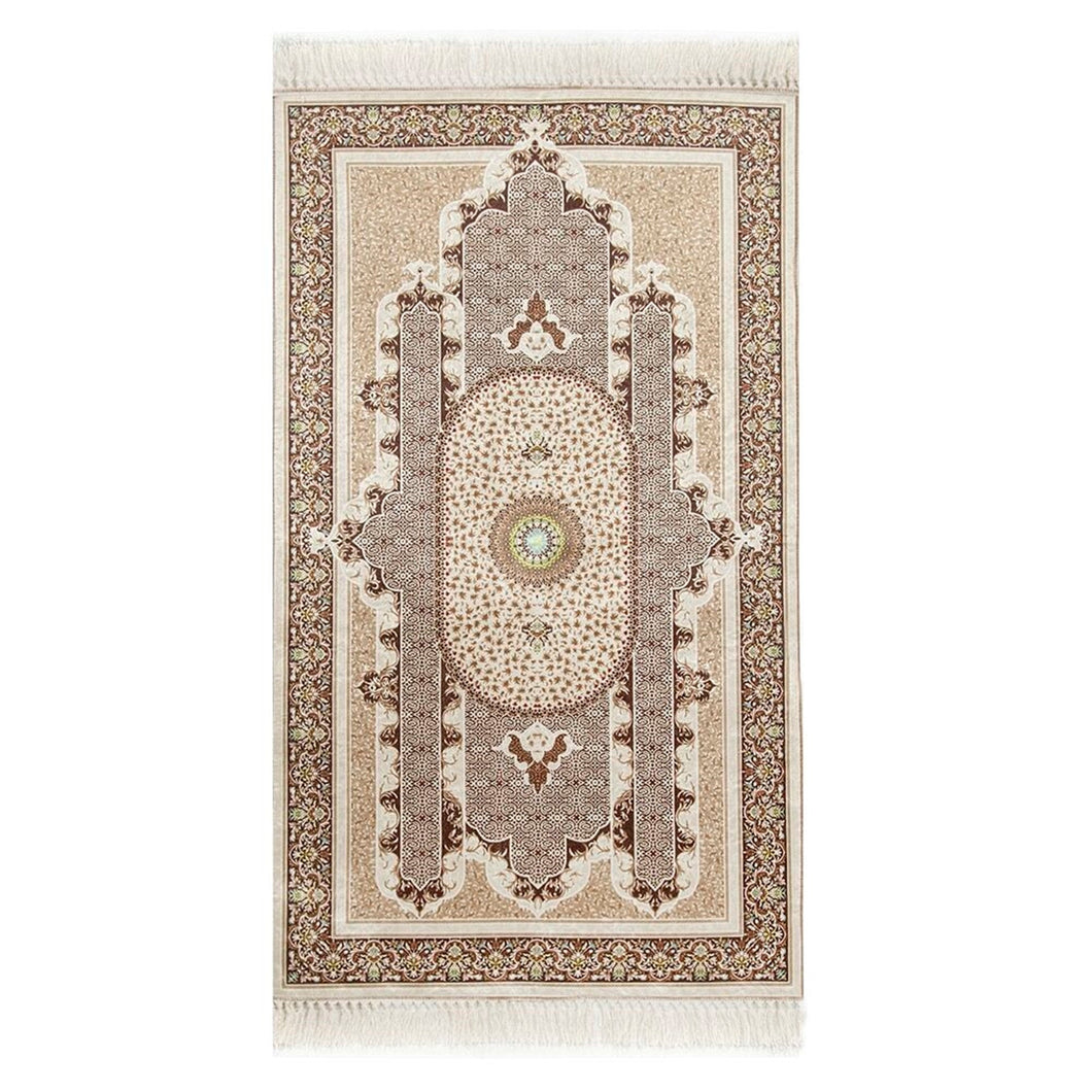 Cream Authentic Prayer Mat | Chenille Sajjada | Lux Musallah | Prayer Rug | Janamaz MVD70