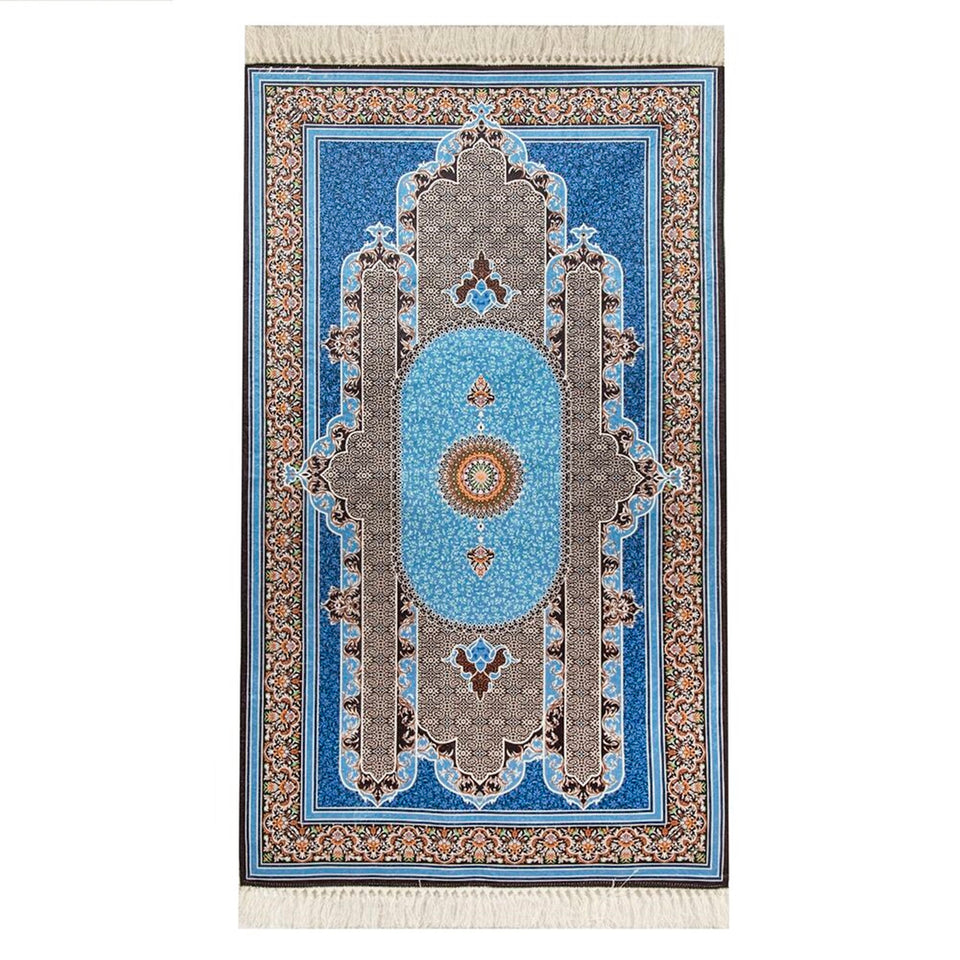 Royal Blue Authentic Prayer Mat | Chenille Sajjada | Lux Musallah | Prayer Rug | Janamaz MVD71 - islamicbazaar