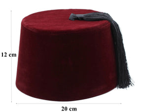 Миср туркии Red Fez Tarboush Hat Black Tassel, Духтуре, ки Fez Hat Лавозимоти костюм