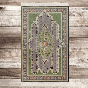 Green Authentic Prayer Mat | Chenille Sajjada | Lux Musallah | Prayer Rug | Janamaz MVD72