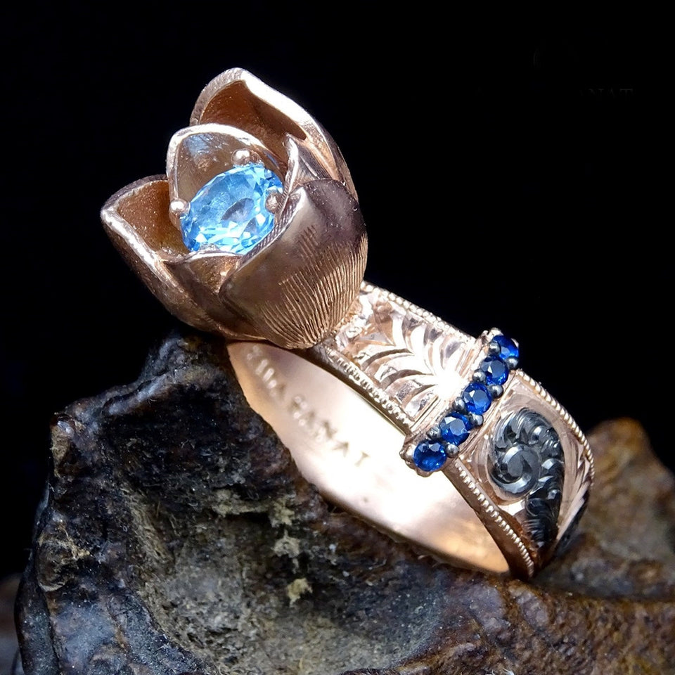 Blue Single Topaz Stone Ring | Unique Wedding Band | Unique Gift For Women | AnnivRing | Engagement Ring Bandersary Ring | Wedding