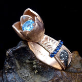 Plavi singl Topaz kameni prsten | Jedinstveni venčani bend | Jedinstveni poklon za žene | AnnivRing | Zaručnički prsten zgloba | Vjenčanje