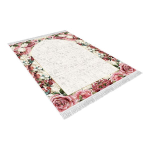Roses Soft Padded Prayer Rug | Cotton Layer Janamaz | Anti Slip Backing Bamboo Cotton Prayer Mat | Islamic Gifts