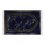 Blue Marble Soft Padded Prayer Rug | Cotton Layer Janamaz | Anti Slip Backing Bamboo Cotton Prayer Mat | Islamic Gifts