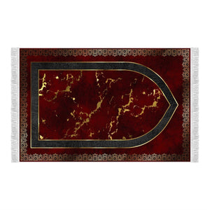 Mekani podstavljeni molitveni tepih od crvenog mramora | Pamučni sloj Janamaz | Protuklizni podmetač od bambusovog pamuka za molitvu | Bajramski pokloni
