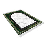 Green White Marble Soft Padded Prayer Rug | Cotton Layer Janamaz | Anti Slip Backing Bamboo Cotton Prayer Mat | Eid Mubarak