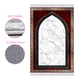 Red White Marble Soft Padded Prayer Rug | Large Size Prayer Mat | Anti Slip Backing Bamboo Cotton Prayer Mat | Islamic Gifts