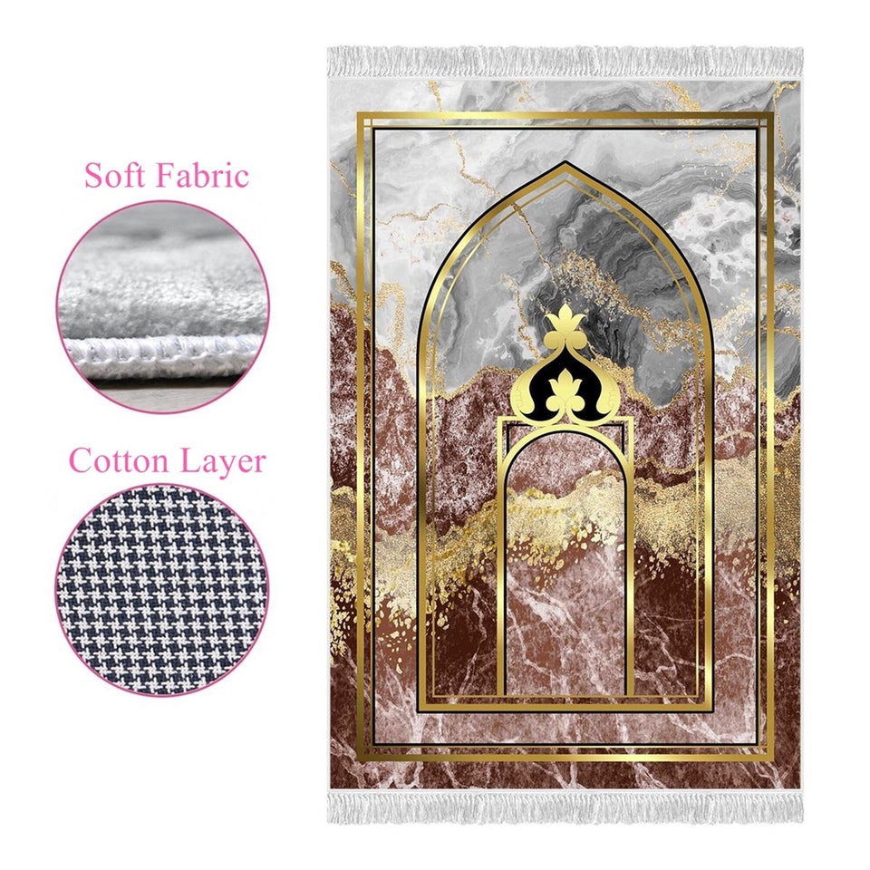 Colorful Mihrab 1 Soft Padded Prayer Rug | Cotton Layer Janamaz | Anti Slip Backing Bamboo Cotton Prayer Mat | Ramadan Islamic Gifts