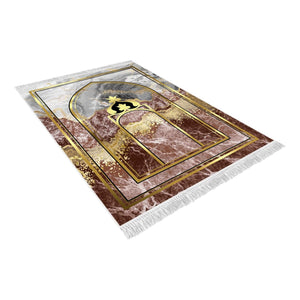 Šareni Mihrab 1 mekani podstavljeni molitveni tepih | Pamučni sloj Janamaz | Protuklizni podmetač od bambusovog pamuka za molitvu | Ramazanski islamski pokloni