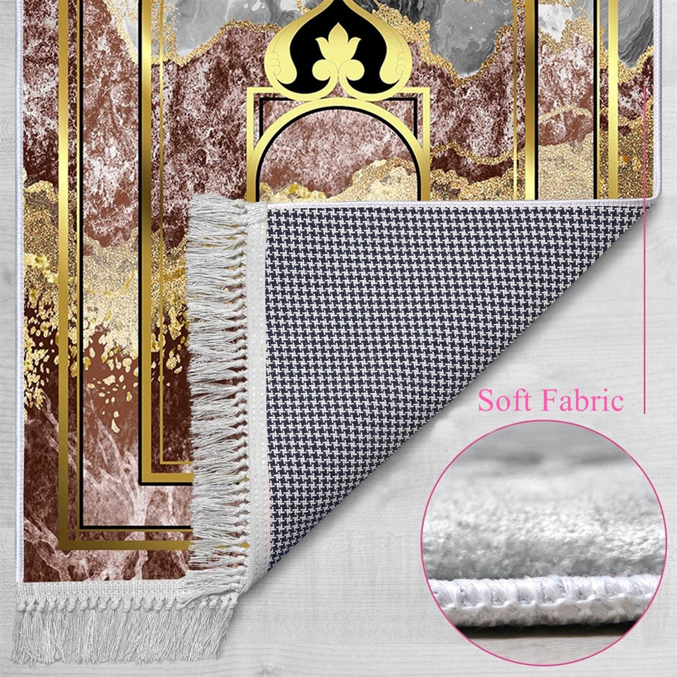 Colorful Mihrab 1 Soft Padded Prayer Rug | Cotton Layer Janamaz | Anti Slip Backing Bamboo Cotton Prayer Mat | Ramadan Islamic Gifts