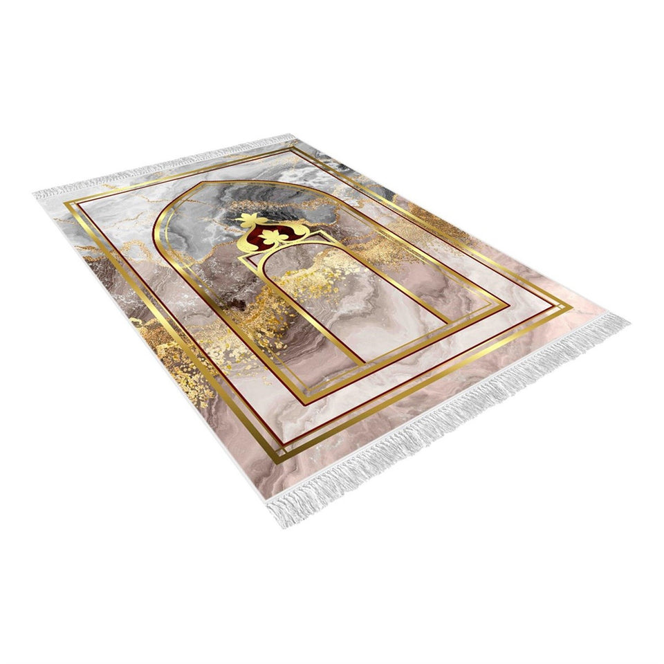 Colorful Mihrab 2 Soft Padded Prayer Rug | Cotton Layer Janamaz | Anti Slip Backing Bamboo Cotton Prayer Mat | Islamic Gifts