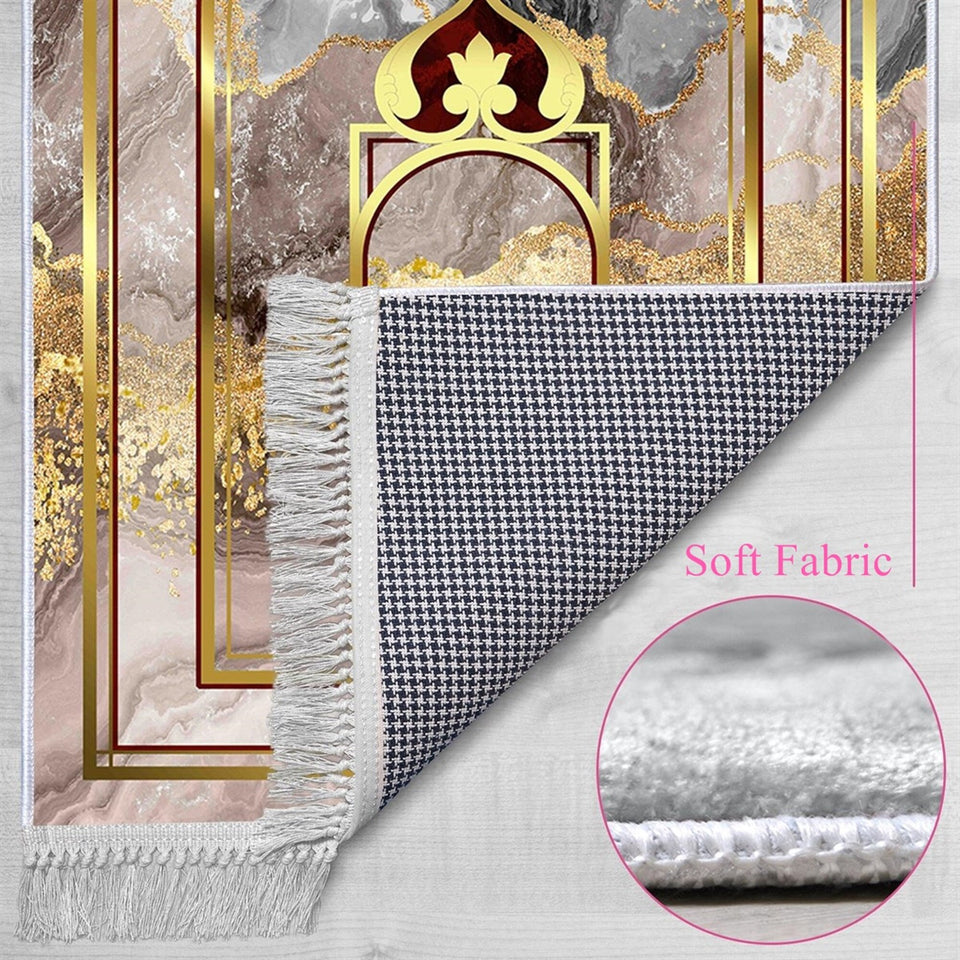 Colorful Mihrab 2 Soft Padded Prayer Rug | Cotton Layer Janamaz | Anti Slip Backing Bamboo Cotton Prayer Mat | Islamic Gifts