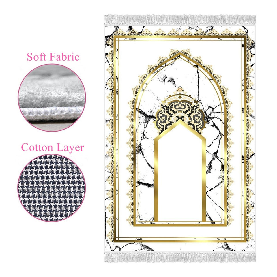 Mihrab Of Selimiye Mosque Soft Padded Prayer Rug | Cotton Layer Janamaz | Anti Slip Backing Bamboo Cotton Prayer Mat | Islamic Gifts