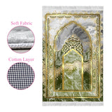 Mihrab of Ulu Mosque Soft Padded Prayer Rug | Cotton Layer Janamaz | Anti Slip Backing Bamboo Cotton Prayer Mat | Islamic Gifts