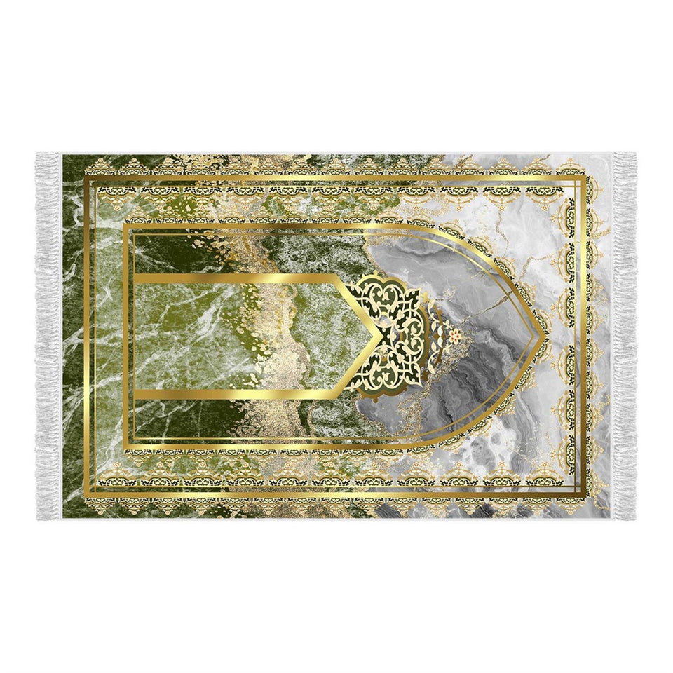 Mihrab of Ulu Mosque Soft Padded Prayer Rug | Cotton Layer Janamaz | Anti Slip Backing Bamboo Cotton Prayer Mat | Islamic Gifts