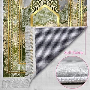 Mihrab of Ulu Mosque Soft Padded Prayer Rug | Cotton Layer Janamaz | Anti Slip Backing Bamboo Cotton Prayer Mat | Islamic Gifts