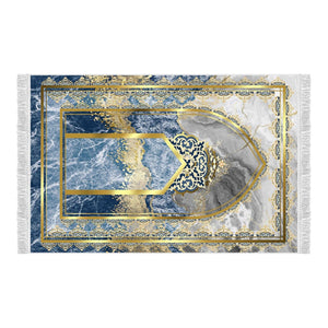 Mihrab of Blue Mosque Soft Padded Prayer Rug | Cotton Layer Janamaz | Anti Slip Backing Bamboo Cotton Prayer Mat | Islamic Gifts