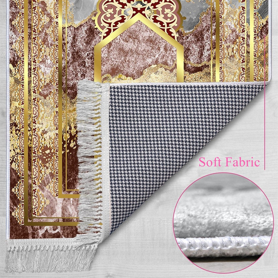 Mihrab of Badsahi Mosque Soft Padded Prayer Rug | Cotton Layer Janamaz | Anti Slip Backing Bamboo Cotton Prayer Mat | Islamic Gifts