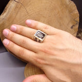 Al-Asma Ul-Husna written Silver Ring | Mens Agate Stone Ring | Signet Ring | Personalized Ring | İslamic Ring | Gift For Him|