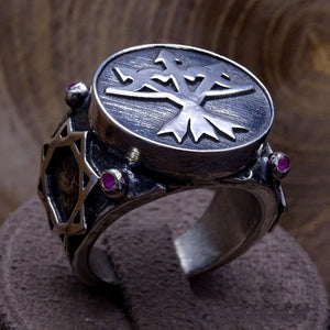 Three Arrow And Bow Engraved With Purple Stones Silver Ring for Men | Dirilis Ertugrul Ring | Personalized Ring | Silver Signet Ring