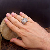 Three Arrow And Bow Engraved With Purple Stones Silver Ring for Men | Dirilis Ertugrul Ring | Personalized Ring | Silver Signet Ring