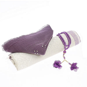 Purple Velvet Islamic Gift Box, Special Gift for Mother, Velvet Quran, 33 Bead Tasbih Set  Unique Gift AOK1