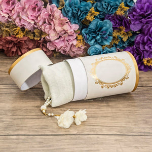 Personalized Cream Cylinder Islamic Gift Box | Special Gift | | 33 Bead Tasbih Set | Personalized Gift | Unique Gift AOL2