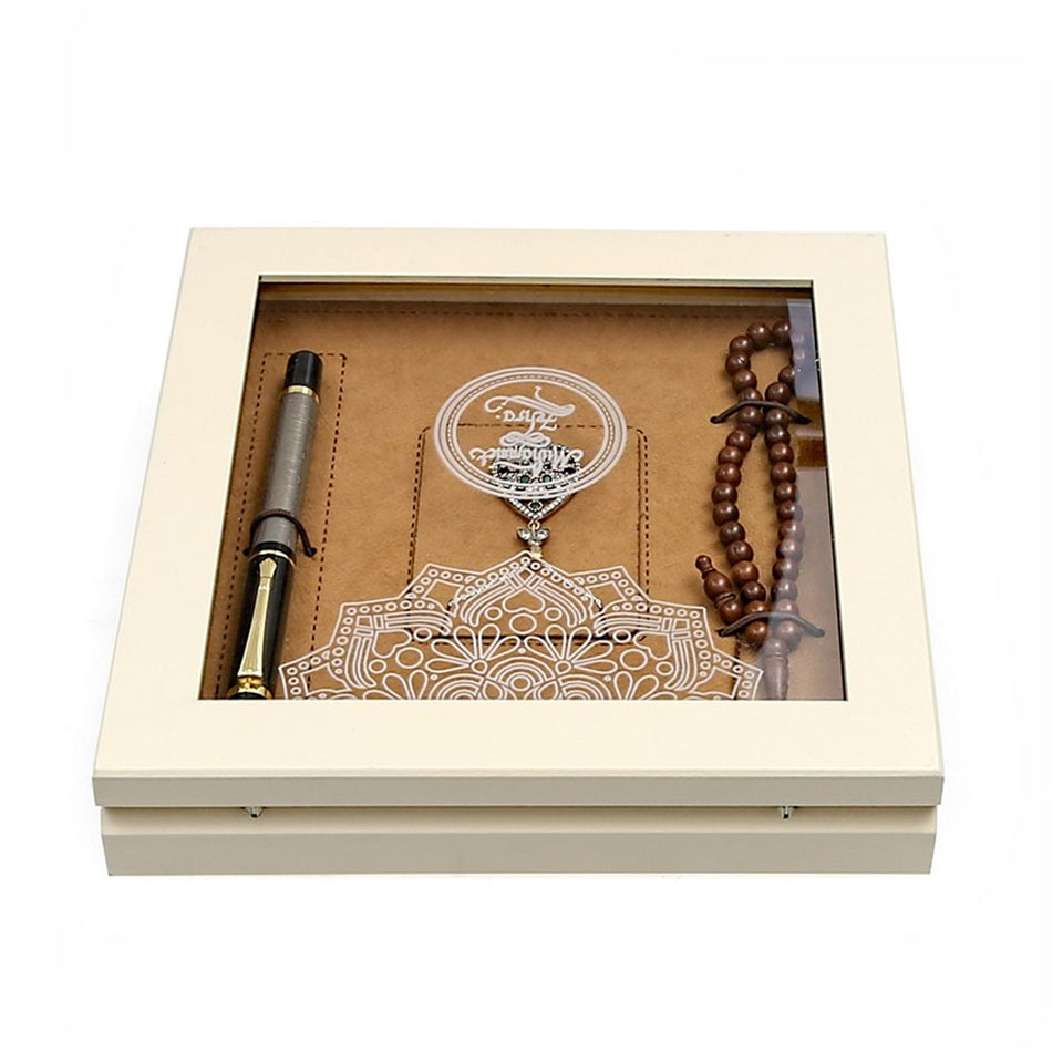 Personalized Family Gift Set | Pencil | 33 Bead Tasbih Set | Drop Necklace With Cubic | Personalized Gift