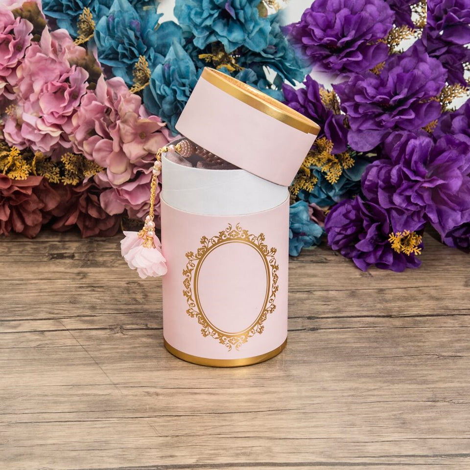 Personalized Pink Cylinder Islamic Gift Box | Special Gift | | 33 Bead Tasbih Set | Personalized Gift | Unique Gift M412