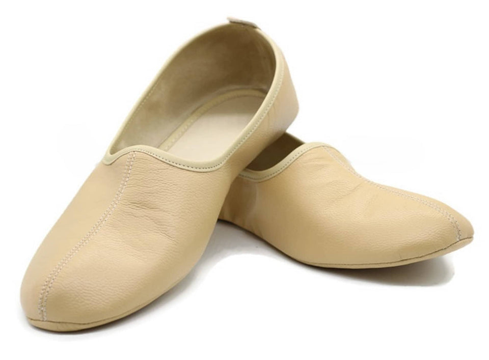 Genuine Leather Cream Feet Warmer Men Size | Winter Socks | Foot Warmers Socks | Shoes Slippers | Tawf Slippers | Leather Socks
