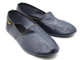 Genuine Leather Dark Blue Slippers Men Size | Unisex House Slippers | Handmade Leather Socks | Leather Home Shoes