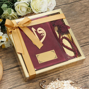 Dear Mama Golden Gift Box | Velvet Quraan Book | 99 Bead Pearl Tasbeeh With Roses | Islamic Gift | Personalized Gift
