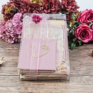 Baby Pink Gift Box | Velvet Yaseen Book | Pearl Tasbeeh | Prayer Mat | Gift For Her | Gift For Baby| Islamic Gift | Personalized Gift