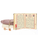 Beige Velvet Yaseen Book Gift Box | Islamic Gift | Prayer Mat | Lux Shawl | Gift For Her | 33 Bead Tasbeeh Set | Personalized Gift