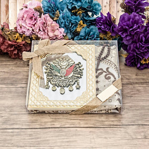 Ottoman Flag Printed Cream Gift Box Set | Islamic Gift | Prayer Mat | 33 Bead Kuka Tasbeeh |  Personalized Gift | Unique Gift | TFKU