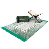 Special to your Name Velvet Suede Embroidery Green Quran Gift Box | Prayer Mat | Crystal Tasbeeh | Personalized Gift | HHYC