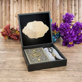 Special Design Black Wooden Gift Box | Gray Quran | 99 Bead Tasbeeh | Luxury Shawl | Special Design Box | Personalized Gift | AK19