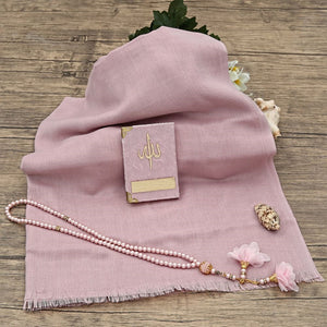 Special Pocket Size Pink Yaseen Book Gift Box | Crystal Tasbeeh | Cotton Shawl | Welcoming | Holy Book | Quran Gifts | M656