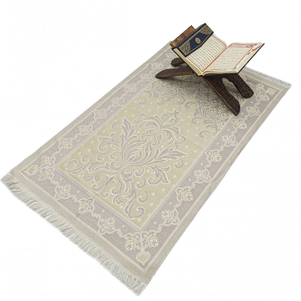 Velvet Brown Thermo Leather Quran | Acetate Gift Box | 99 Bead Tasbeeh | Cotton Prayer Mat | Special Design Biblo | Personalized Gift