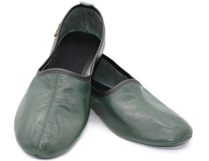 Genuine Leather Dark Green Slippers Laki ng Lalaki | Mga tsinelas sa Bahay | Mga Medyas na Balat na Gawa sa Kamay | Leather na Sapatos sa Bahay