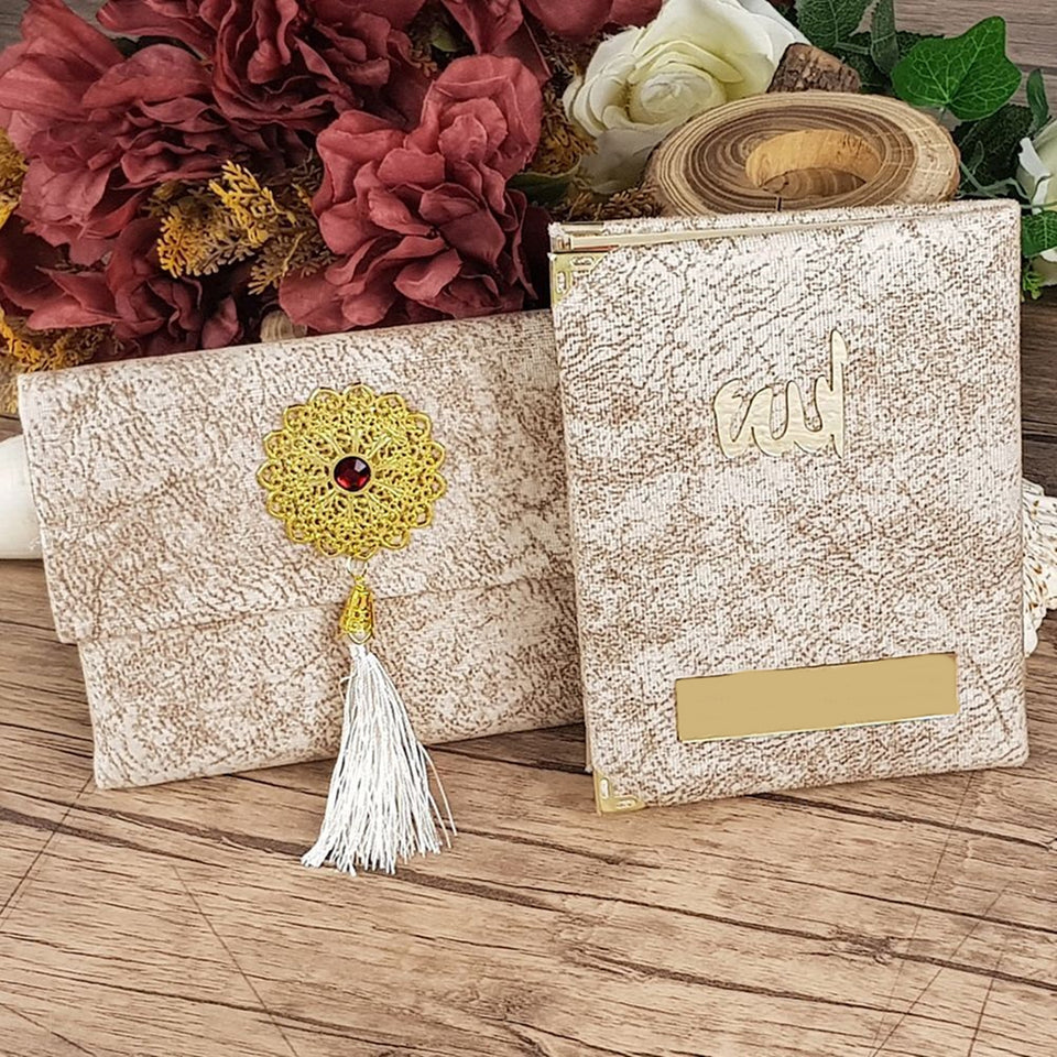 Yaseen Book Gift Box | 99 Beads Crystal Tasbeeh | Elegant Bag | Acetate Box Decorated With Ribbon | Personalized Gift | Unique Gift | MAKC