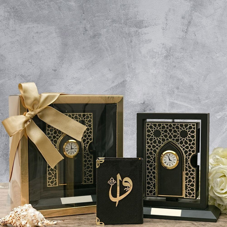 Desktop Clock Cover Velvet Quran Gift Box | Acetate Box Decorated With Ribbon | Personalized Gift | Unique Gift | 6979