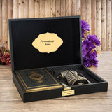 Special Design Wooden Gift Box | Thermo Leather Quran | Prayer Mat | 33 Beads Pearl Tasbeeh | Special Biblo | Personalized Gift | KDBM