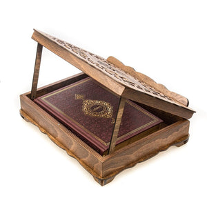 Special Design Wooden Gift Box | Thermo Leather Quran | Prayer Mat | 99 Beads Tasbeeh | Unique Gift | Personalized Gift | AOK5