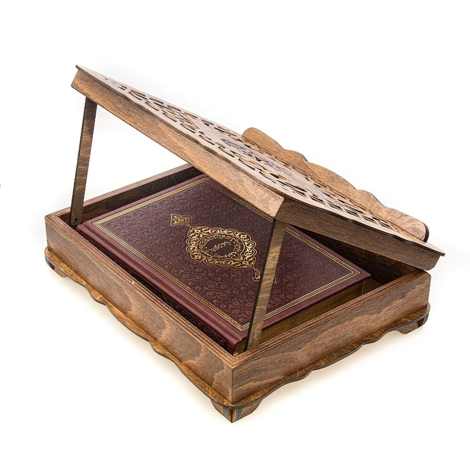 Special Design Wooden Gift Box | Thermo Leather Quran | Prayer Mat | 99 Beads Tasbeeh | Unique Gift | Personalized Gift | AOK5