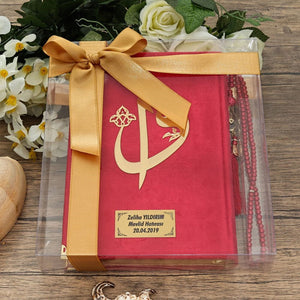 Red Quran Gift Set, Quran Favors, Islamic Wedding Gift, Prayer Mat Set, Hajj Mabrour, Hajj Favors, Mevlut Favors, Ameen Gift