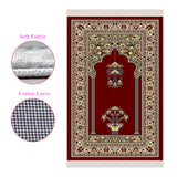 Red Carpet Soft Padded Prayer Rug | Cotton Layer Janamaz | Anti Slip Backing Bamboo Cotton Prayer Mat | Islamic Gifts