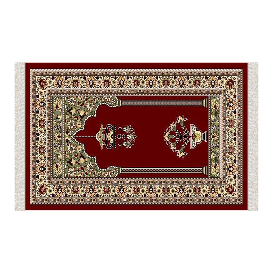 Red Carpet Soft Padded Prayer Rug | Cotton Layer Janamaz | Anti Slip Backing Bamboo Cotton Prayer Mat | Islamic Gifts