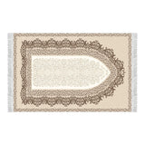 Decorated Beige Soft Padded Prayer Rug | Cotton Layer Janamaz | Anti Slip Backing Bamboo Cotton Prayer Mat | Islamic Gifts