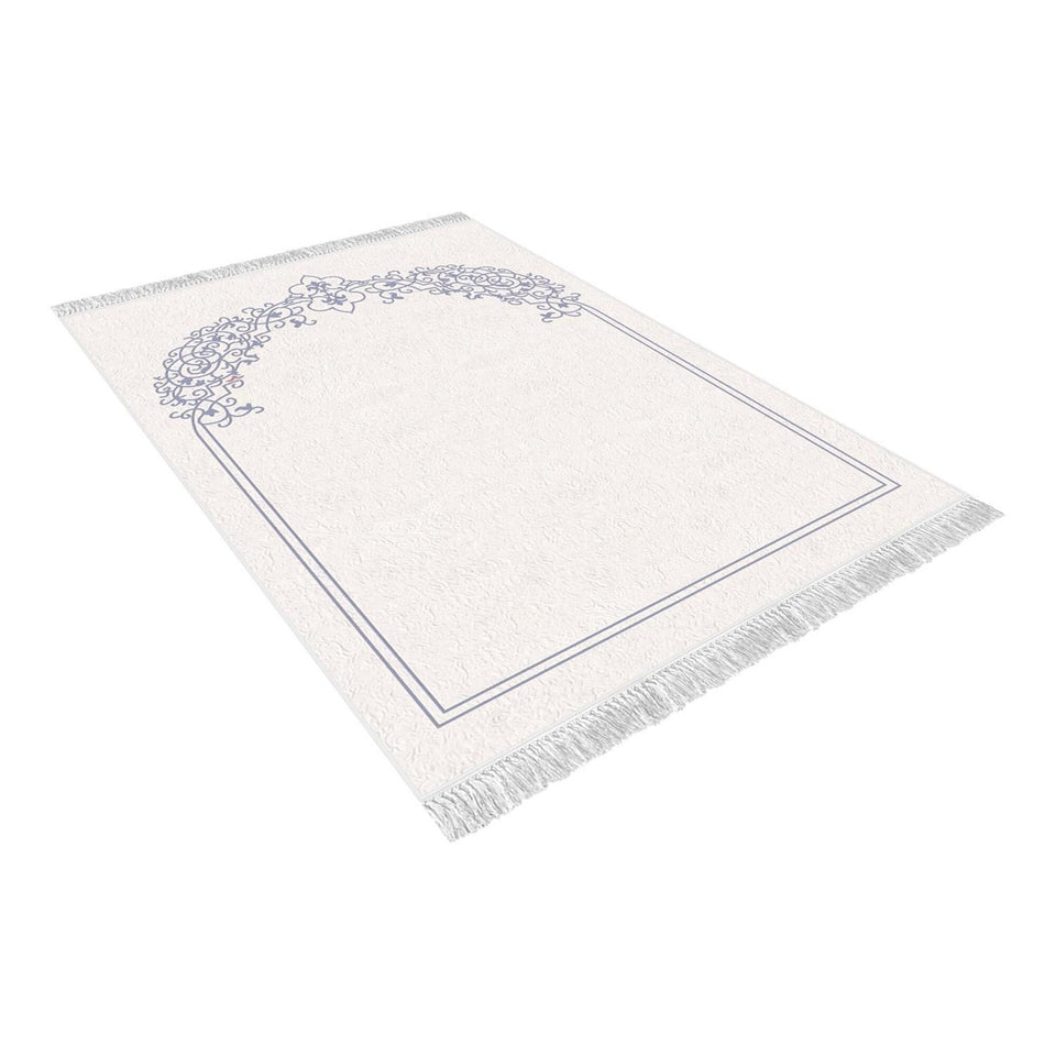 Blue Carpet Soft Padded Prayer Rug | Cotton Layer Janamaz | Anti Slip Backing Bamboo Cotton Prayer Mat | Islamic Gifts